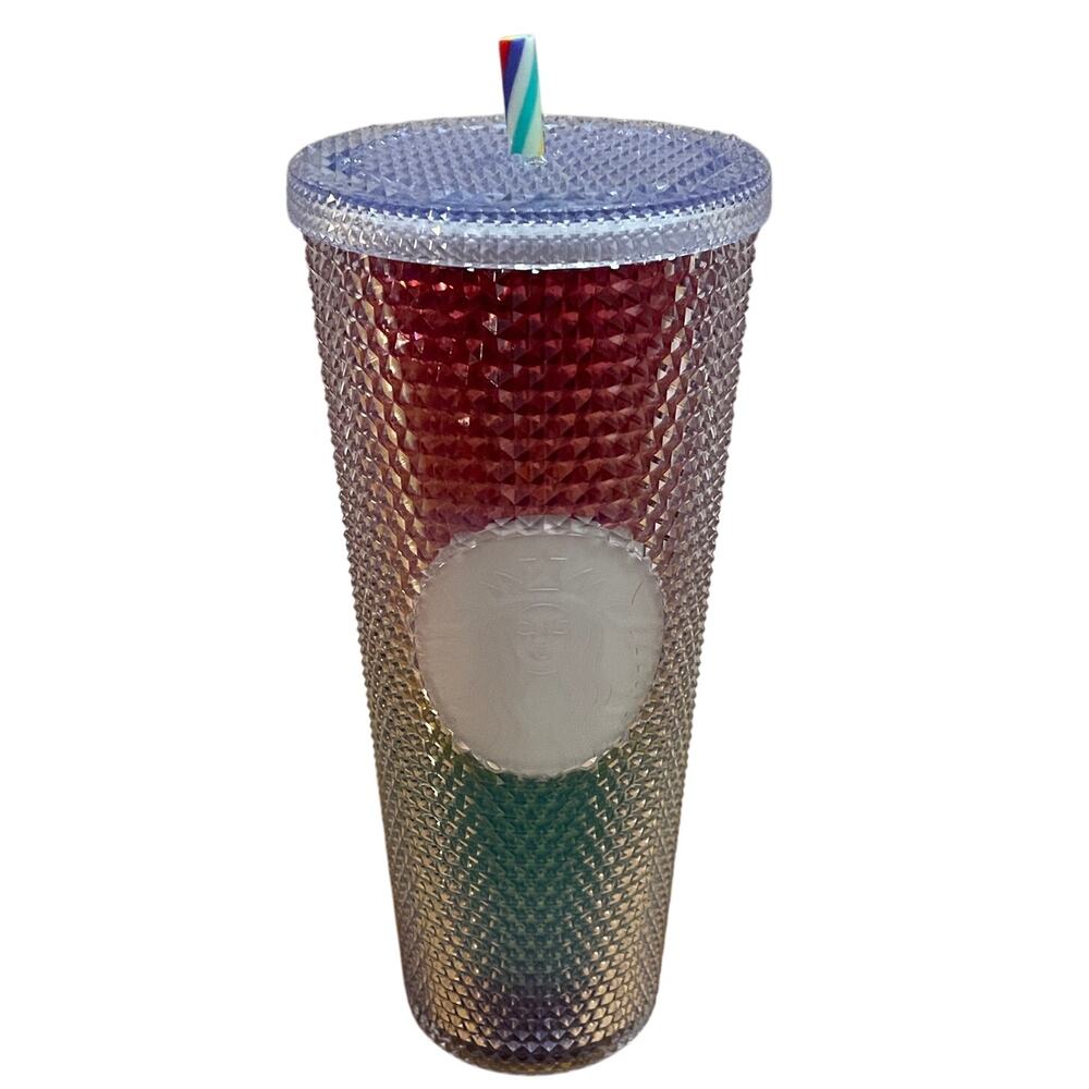 Starbucks Rainbow Studded‎ Venti Tumbler 24oz Cold Cup Pride Gradient with Straw